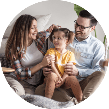 Family laughing together