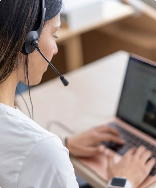 Happy client with phone