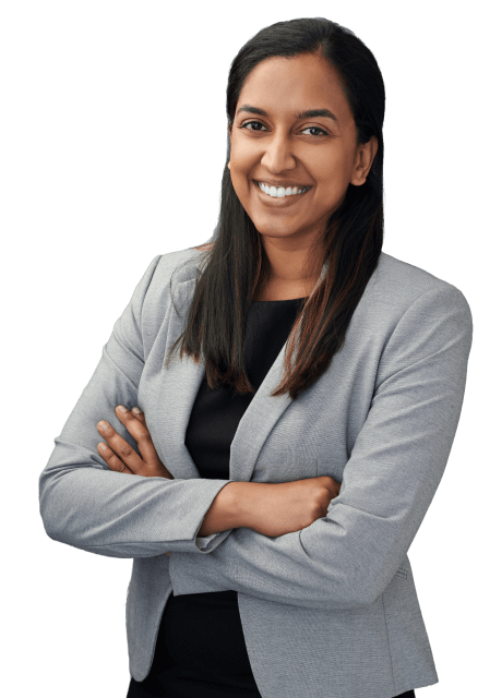 smiling women with folded hands